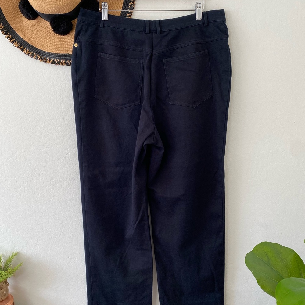 Vintage St. John Sport High Waisted Black Straight Leg Pants Gold Hardware - Picture 6 of 13